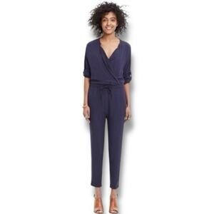 Madewell Size S Novelist Navy Blue Wrap Style Drawstring Jumpsuit E8289